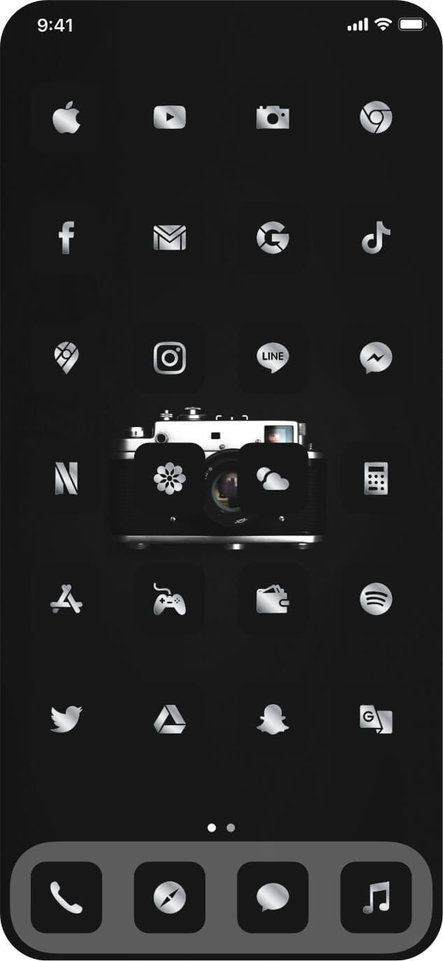 iphone ios app icon metal silver black