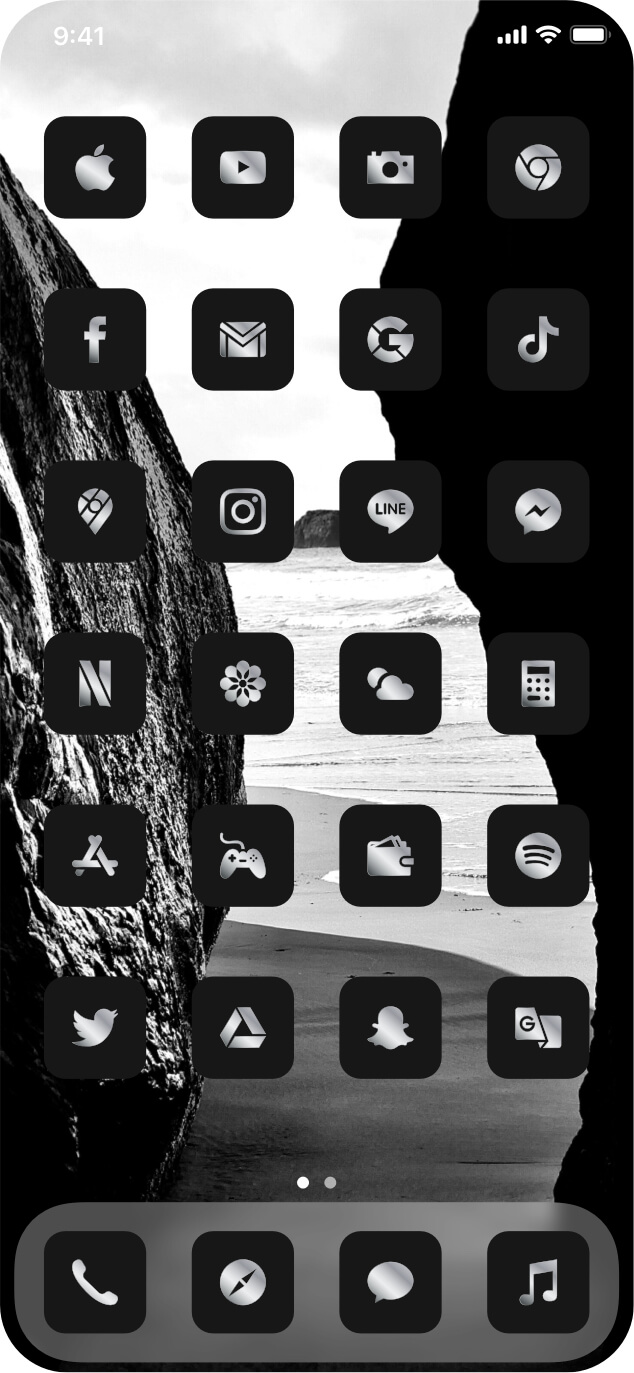 iphone ios app icon metal silver black