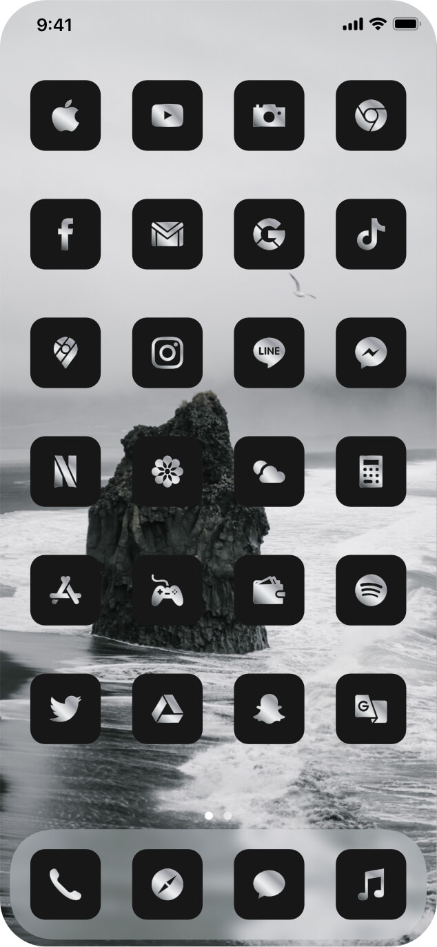 iphone ios app icon metal silver black