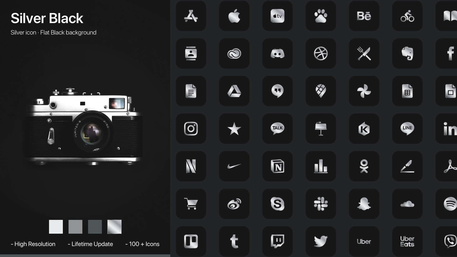 iphone ios app icon metal silver black